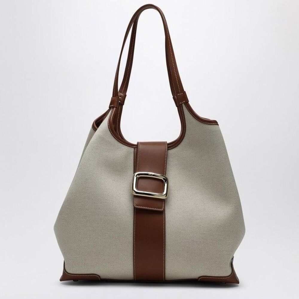 ROGER VIVIER Tote Bag with Buckle Detail Women Beige Totes